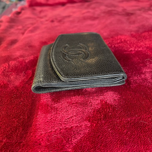 Chanel Black Caviar Leather Double Compact Wallet Vintage Gorgeous Condition - Picture 7 of 15